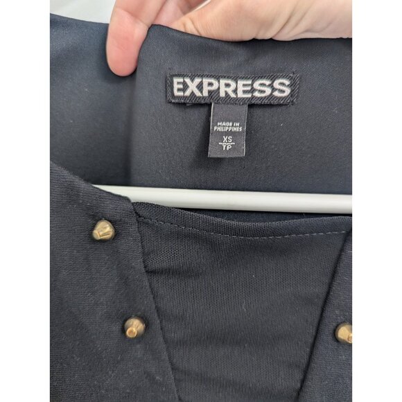 Black Sleeveless Studded Mesh Cutout Skater Mini Dress Express XS - Picture 3 of 5